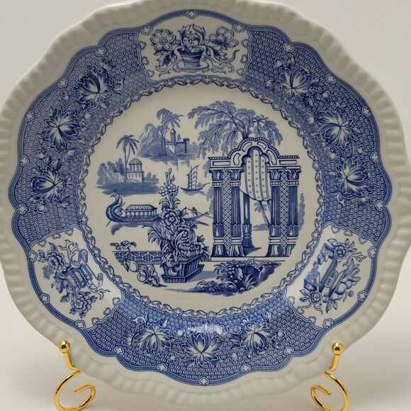 Spode Blue Room Collection Regency Series England Pagoda Dinner Plate 11 Inches - Picture 3 of 13
